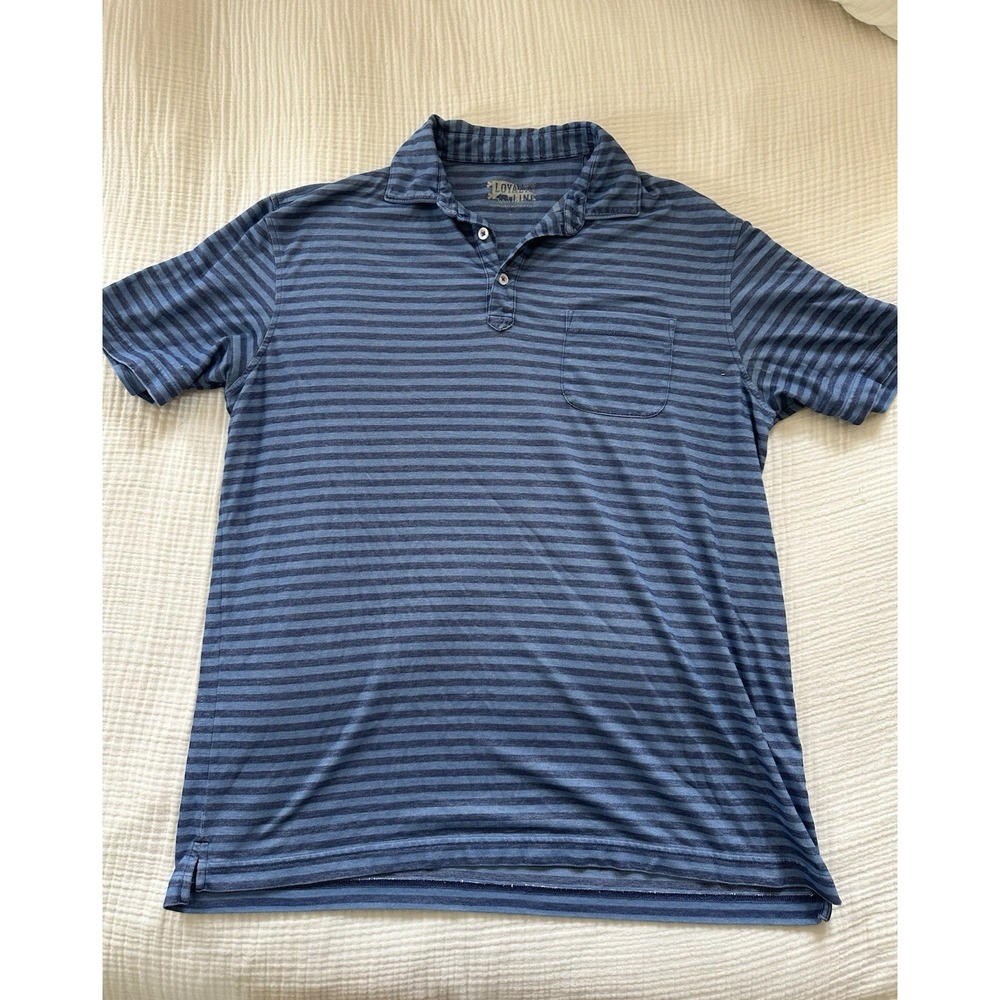 Onward Reserve Loyalty Line Navy Blue Striped Polo Shirt Men's Large 100% Cotton